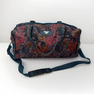 Vintage 90's Riviera Paris / NYC Duffel Travel Bag Floral  Tapestry Boho Artsy